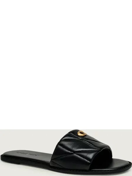 Coach papucs lapos női bőr Holly Quilted Leather Sandal fekete