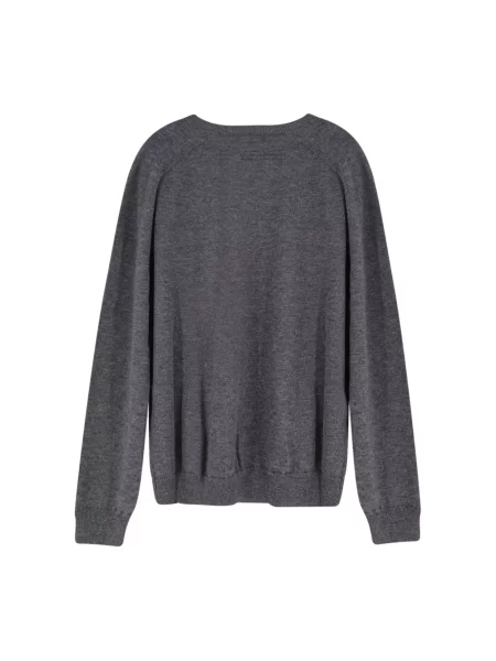 Sweter Zegna z kaszmiru z dekoltem w serek szary