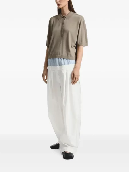 Scurt tricou polo Stel tricotate maro