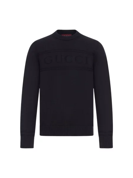 Sweter Gucci z okrągłym dekoltem czarny