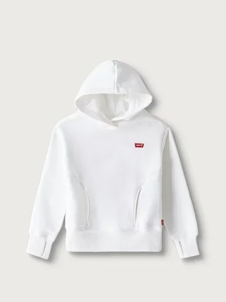 Levi's dukserica sa kapuljačom za djecu s pamukom BATWING PATCH HOODIE bijela