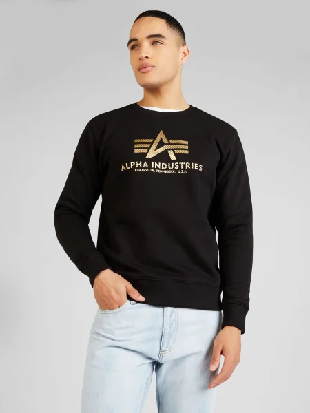 Pánska mikina Alpha Industries Basic Carbon black/gold čierna