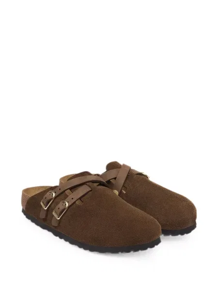 Mules Birkenstock σουέντ με αγκράφα καφέ