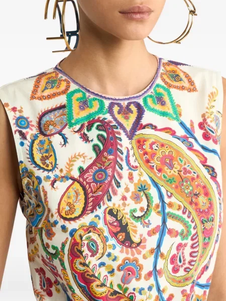Rochie maxi Etro cu model floral cu imagine de costum alb