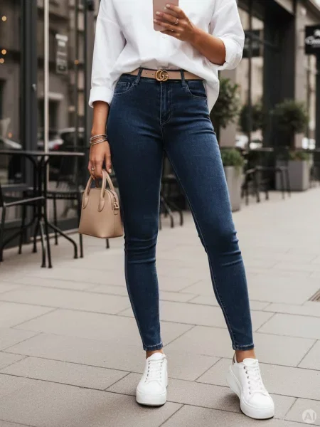Jeansy push up Dstreet granatowe