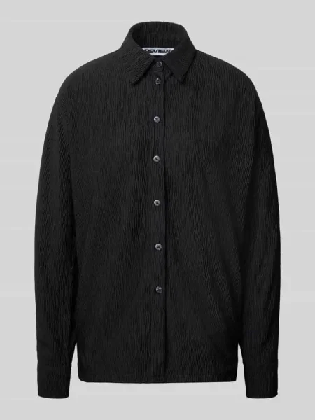 Bluzka o kroju relaxed fit z fakturowanym wzorem Review czarna