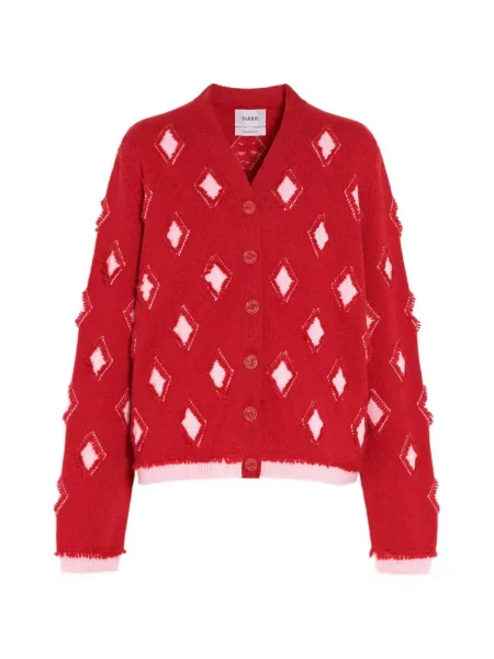 Cardigan Barrie din cașmir cu model argyle roșu
