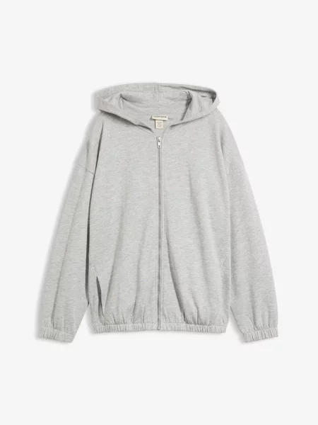 Bluza rozpinana z kapturem z mieszanki bawełny organicznej szara