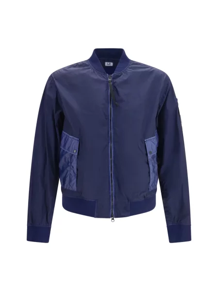 Lniany kurtka bomber C.p. Company niebieski