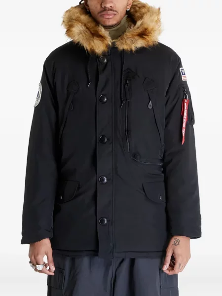 Geacă Alpha Industries cu glugă negru