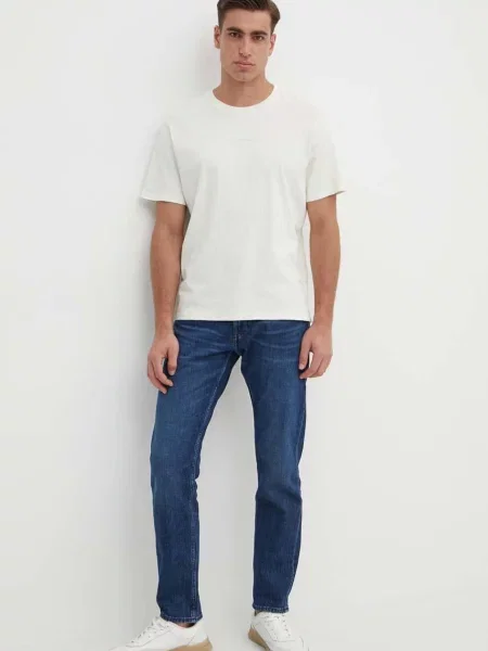 Футболка Pepe Jeans Dave Tee з принтом бежевий