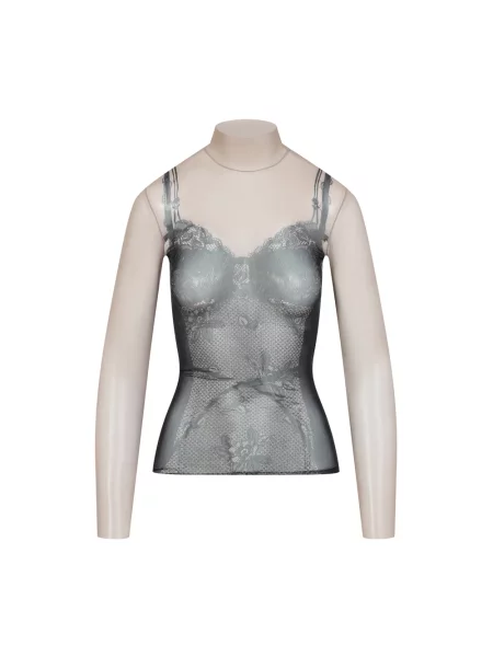 Lniany top Balenciaga czarny