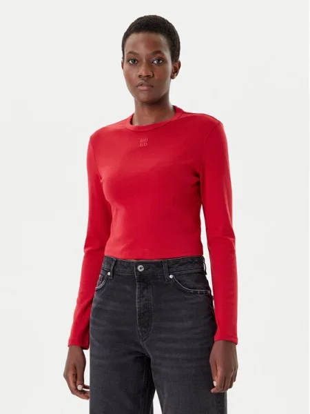 HUGO Bluză | Cropped Fit roșu