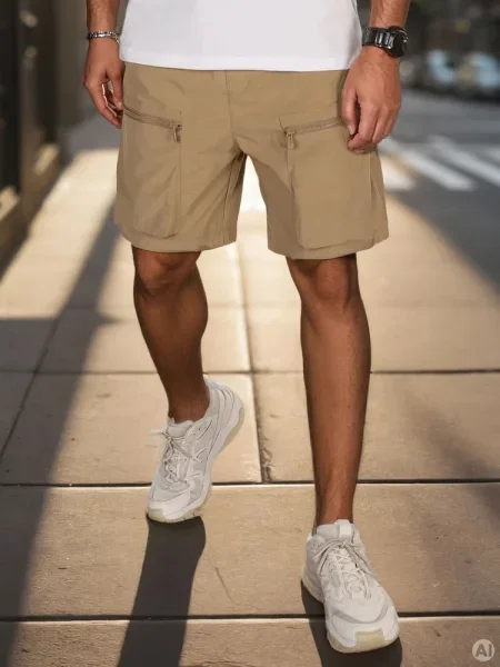 Spodenki materiałowe bojówki khaki Dstreet