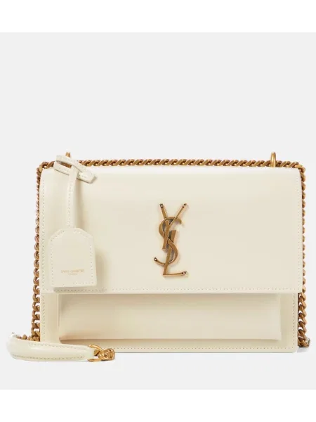 Geanta de piele Saint Laurent din piele alb