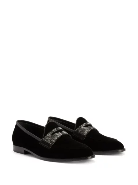 Kalnų krištolas loaferiai Giuseppe Zanotti velvetinės juoda