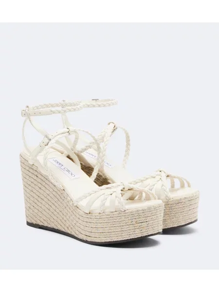 Espadrile Jimmy Choo din piele țesuți alb