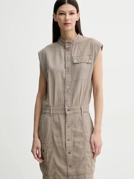 G-Star Raw sukienka mini rozkloszowana beżowy