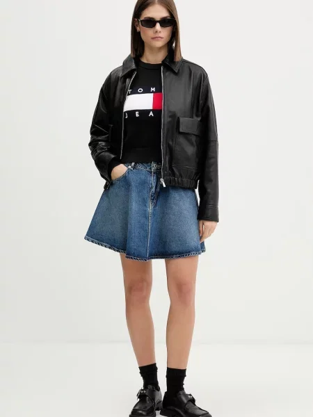 Tommy Jeans Pulover Flag negru