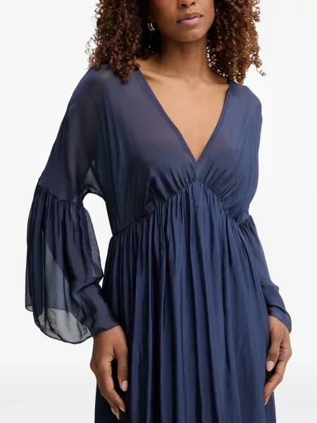 Rochie maxi Haveone cu decolteu în V albastru