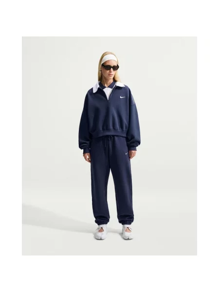 Długie spodnie Nike Studio Fleece Medium Weight ściągane granatowy XS niebieskie