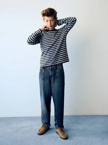 Dżinsy wide leg Dzieci 9 MANGO KIDS ciemnoniebieski