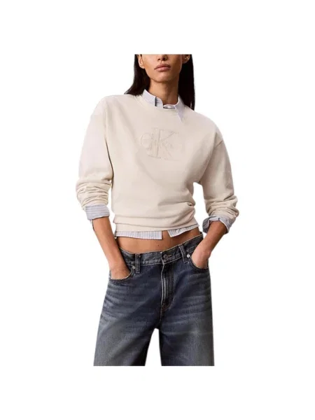 Froté mikina Calvin Klein Jeans béžová