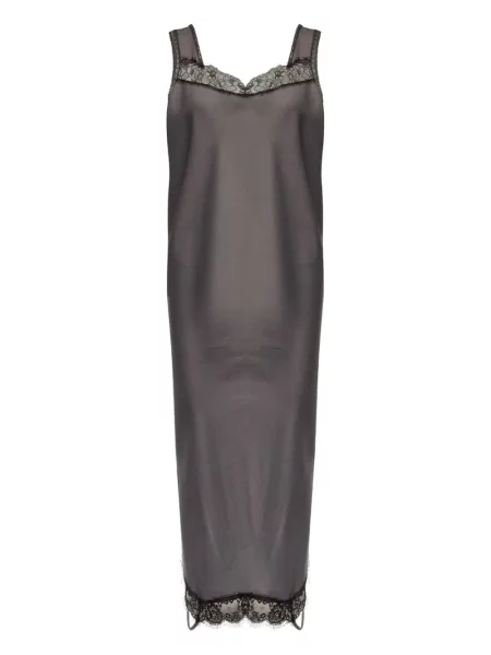 Sukienka midi Mm6 Maison Margiela koronkowa do kolan garniturowa szara