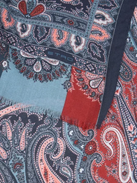 Fular Etro cu model paisley albastru