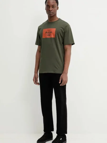 Футболка Herschel с принтом зеленая