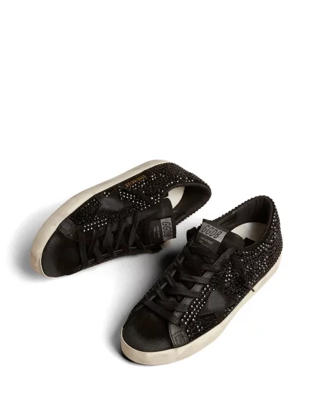 Велурени маратонки Golden Goose с кристали черно