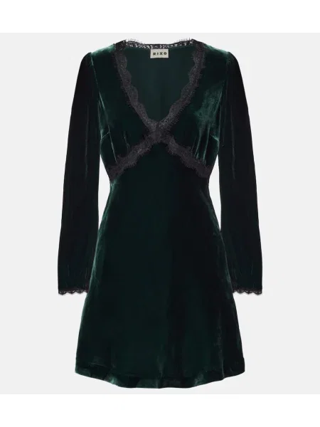 Rochie Rixo de catifea verde