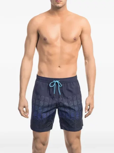 Slip de baie Bikkembergs cu imagine cu cordon albastru