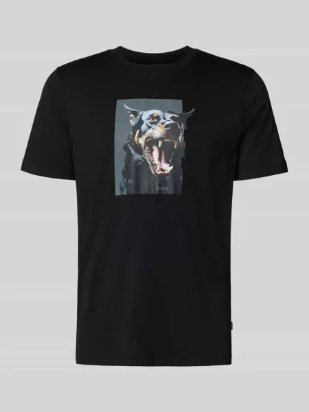 BOSS Orange t-shirt Te_Dobermann z nadrukiem czarny
