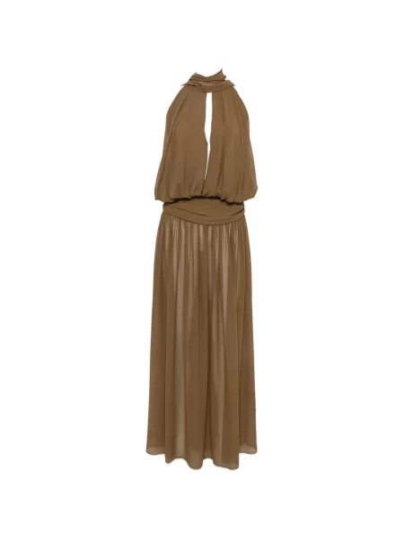 Rochie maxi De La Vali cu volane maro