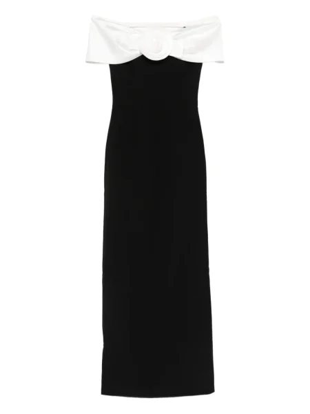 Maksi sukienka maxi Self-portrait w kwiatki garniturowa czarna