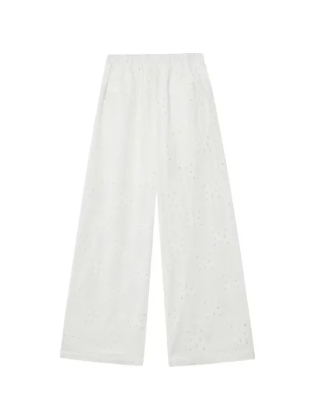 Pantaloni B+ab cu broderie alb