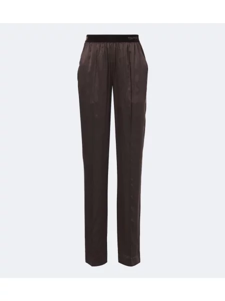 Pantaloni Tom Ford din satin maro