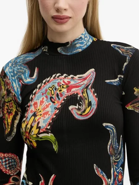 Rochie midi Desigual cu imagine până la genunchi de costum negru