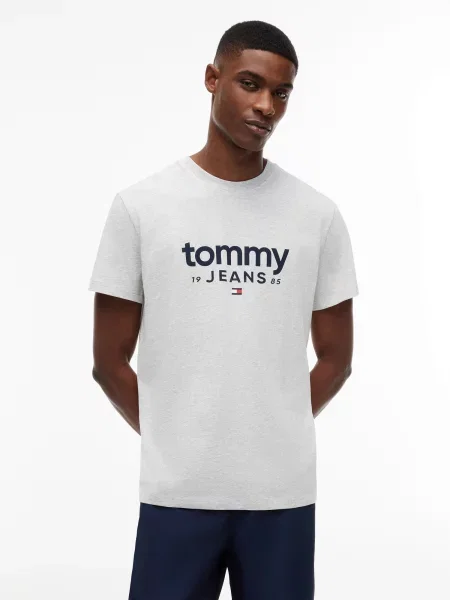 Tommy Jeans Tričko námornícka modrá / svetlosivá / červená biela