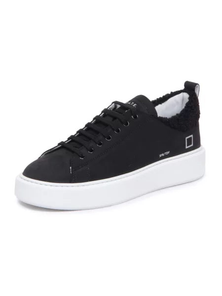 Sneakersy D.a.t.e. skórzane typu teddy czarne