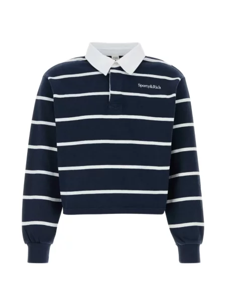 Tricou polo Sporty & Rich cu broderie albastru