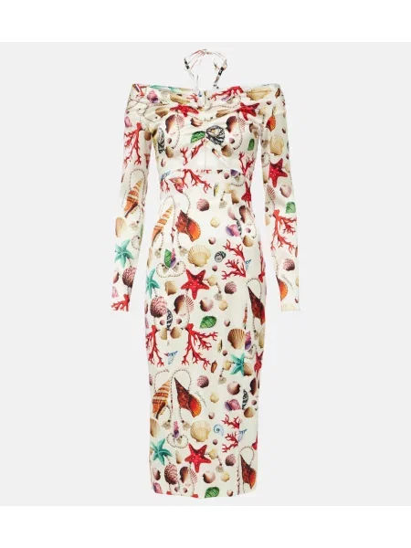 Rochie midi Dolce&gabbana de mătase cu imagine până la genunchi