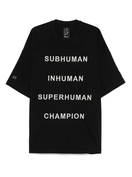 Marškinėliai Rick Owens X Champion juoda