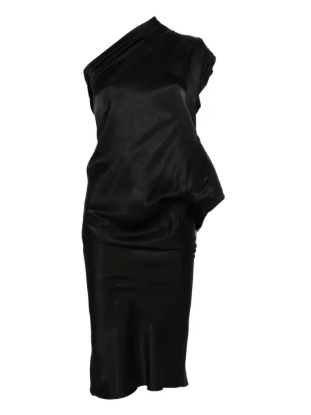 Rochie midi Rick Owens drapată până la genunchi cu un umăr gol albastru