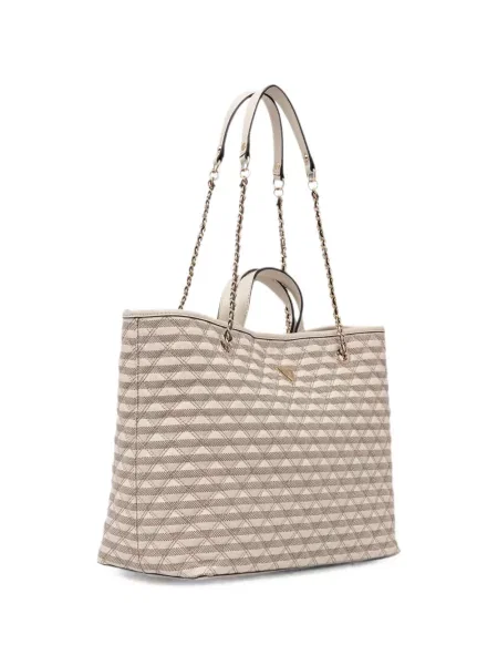 Matlasat geantă shopper Guess cu dungi