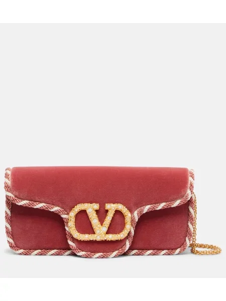 Geantă plic Valentino Garavani de catifea roz