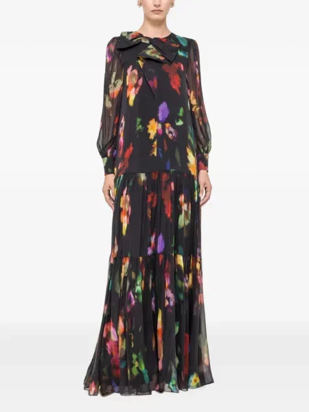 Rochie maxi Nissa de mătase negru
