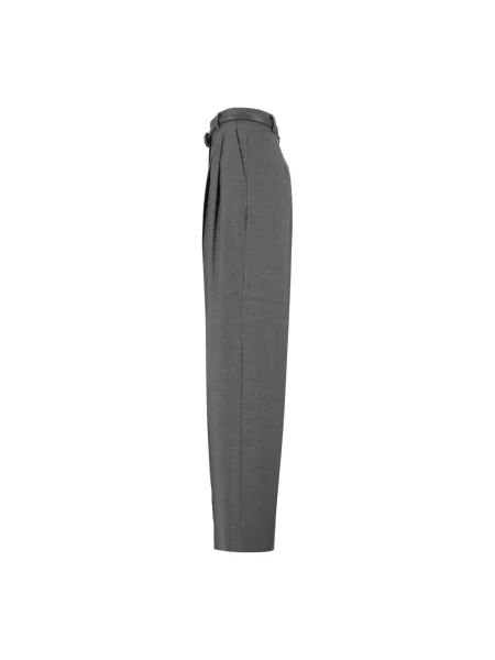 Długie spodnie Max Mara Studio wełniane szare