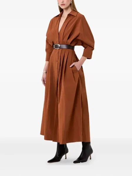 Rochie midi Nicholas plisată până la genunchi de costum portocaliu